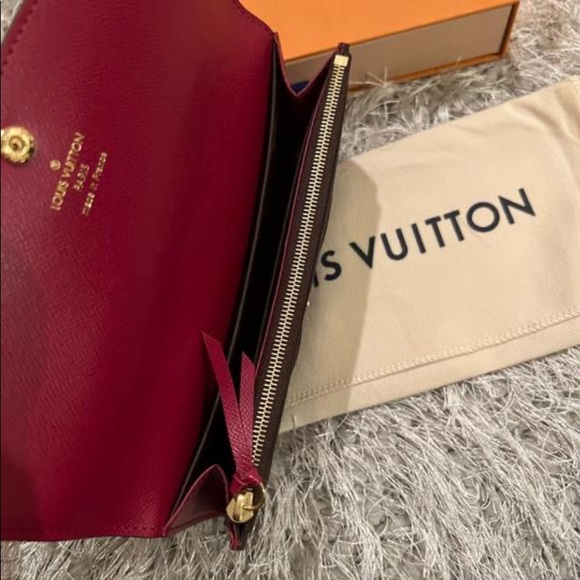 Louis Vuitton Sarah Louis Damien Ebene Vuitton print wallet red lining GUC. - Picture 9 of 10